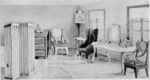 Комната в квартире А.П.Керн в Санкр-Питербурге. Рис. неизвестного художника. 1830-е гг.